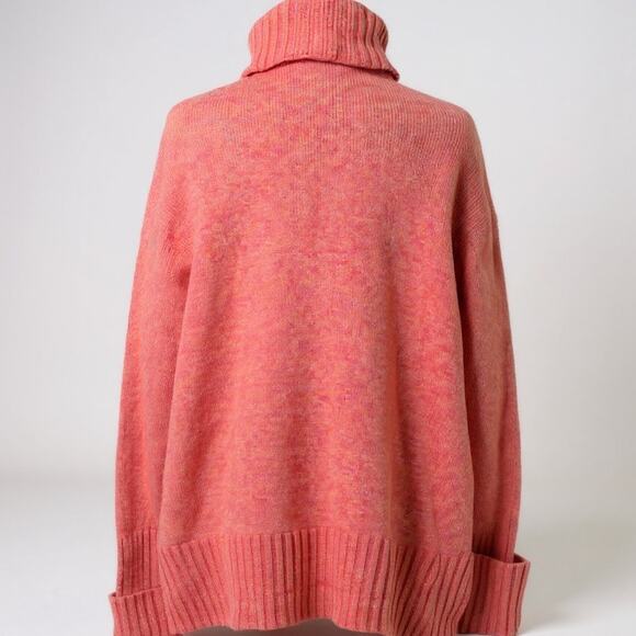 Moth Anthropologie Fireside Wool Turtleneck Sweater Pink Oversize Women’s Small - Picture 2 of 4
